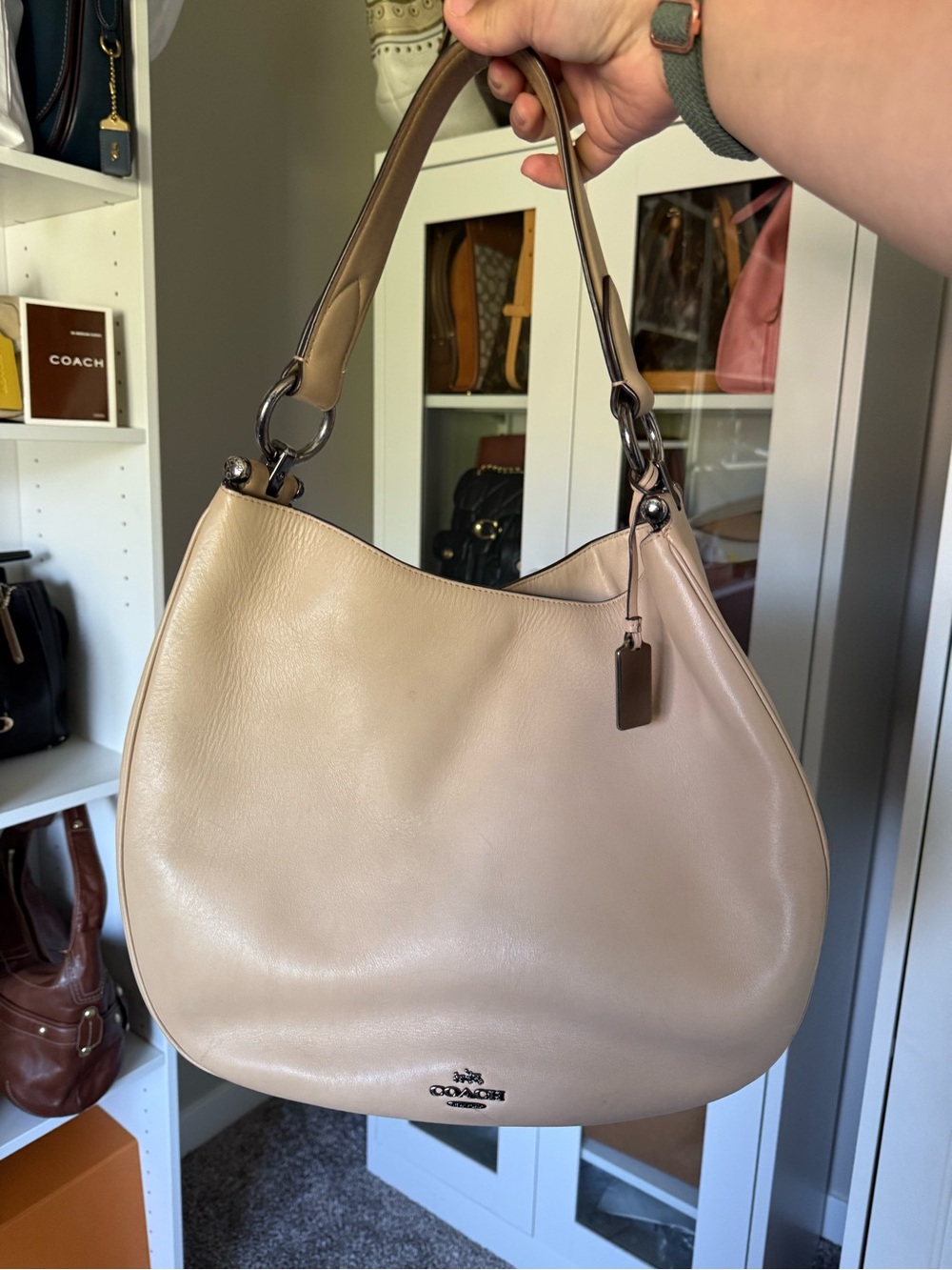 Coach 2016 Nomad style 36026 Leather Shoulder Hobo in Beige